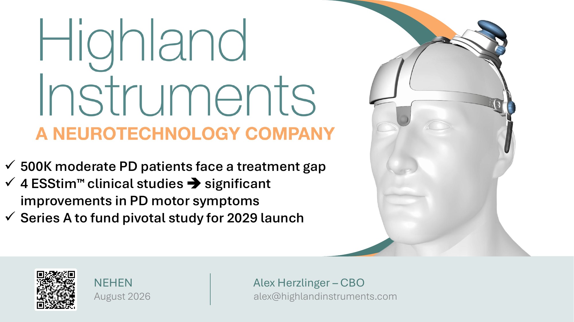 Highland Instruments ESStim · noninvasive brain stimulation for Parkinson's
